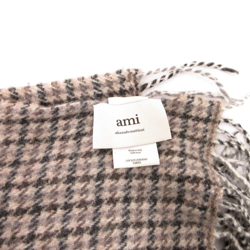 アミ アレクサンドル マテュッシ ami alexandre mattiussi マフラー スカーフ ウール チェック フリンジ ロゴ グレー ベージュ 黒 ブラック /JS アミ アレクサンドル マテュッシ ami alexandre mattiussi マフラー スカーフ ウール チェック フリンジ ロゴ グレー ベージュ 黒 ブラック /JS