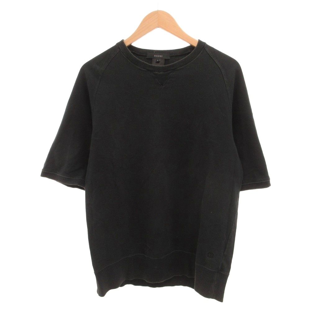 グッチ GUCCI スウェットTシャツ 半袖 GGロゴ刺繍 L 黒 ブラック /JS ☆AA★