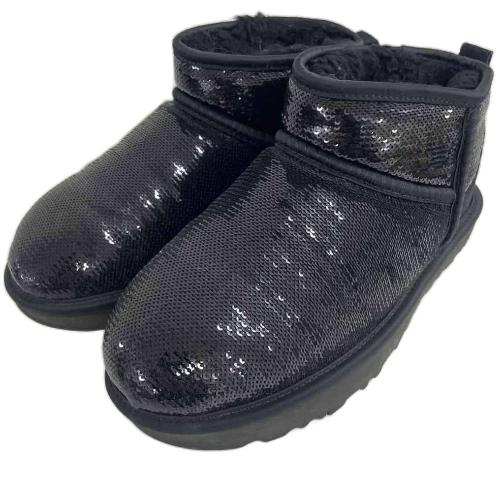 アグ オーストラリア UGG australia Classic Ultra Mini Mirror Ball ショートブーツ スパンコール 24cm 黒 ブラック 1151616 /JS