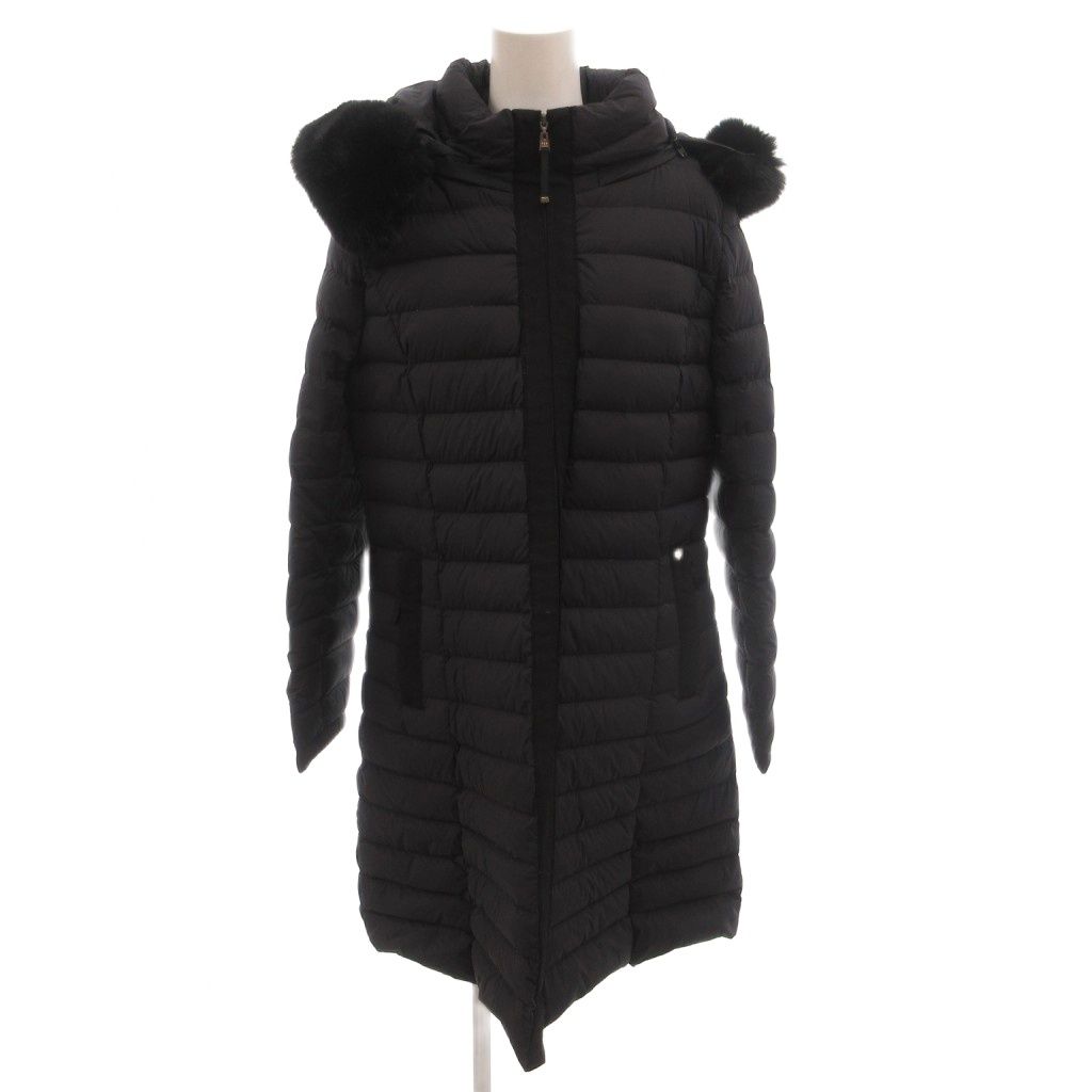トゥービーシック TO BE CHIC VICTORIA DOWN ロイカストレッチ ダウンコート フード フェイクファー ひざ丈 42 黒 ブラック /FF 26,585円
