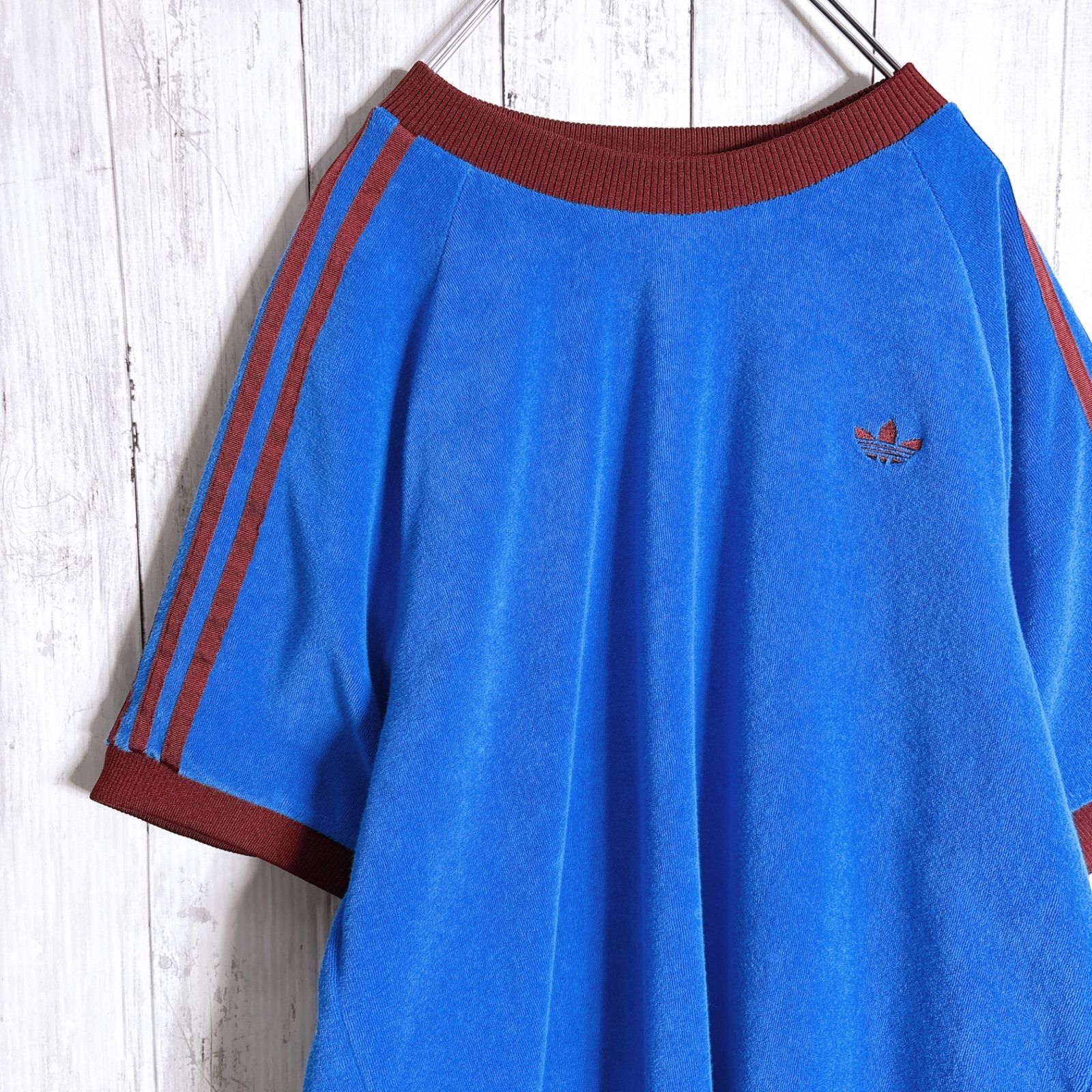 【国内正規品】adidas originals パイル生地 リンガーTシャツ 半袖 ブルー #192