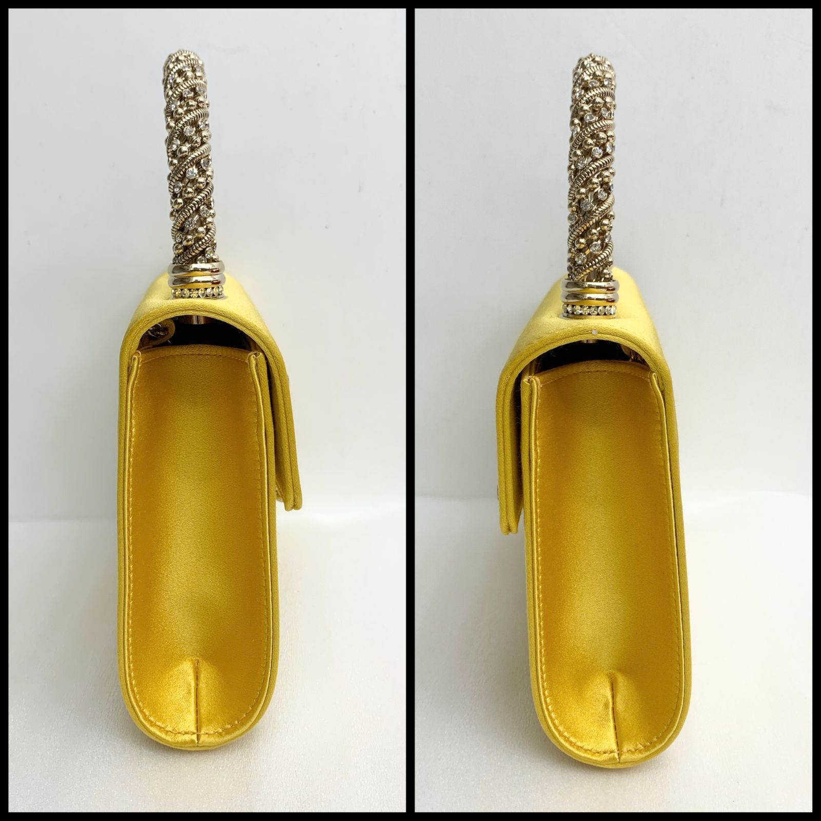 ROGER VIVIER RV ジェヴィヴィエ サテン ビジュー 2WAY ハンドバッグ チェーン ショルダーバッグ