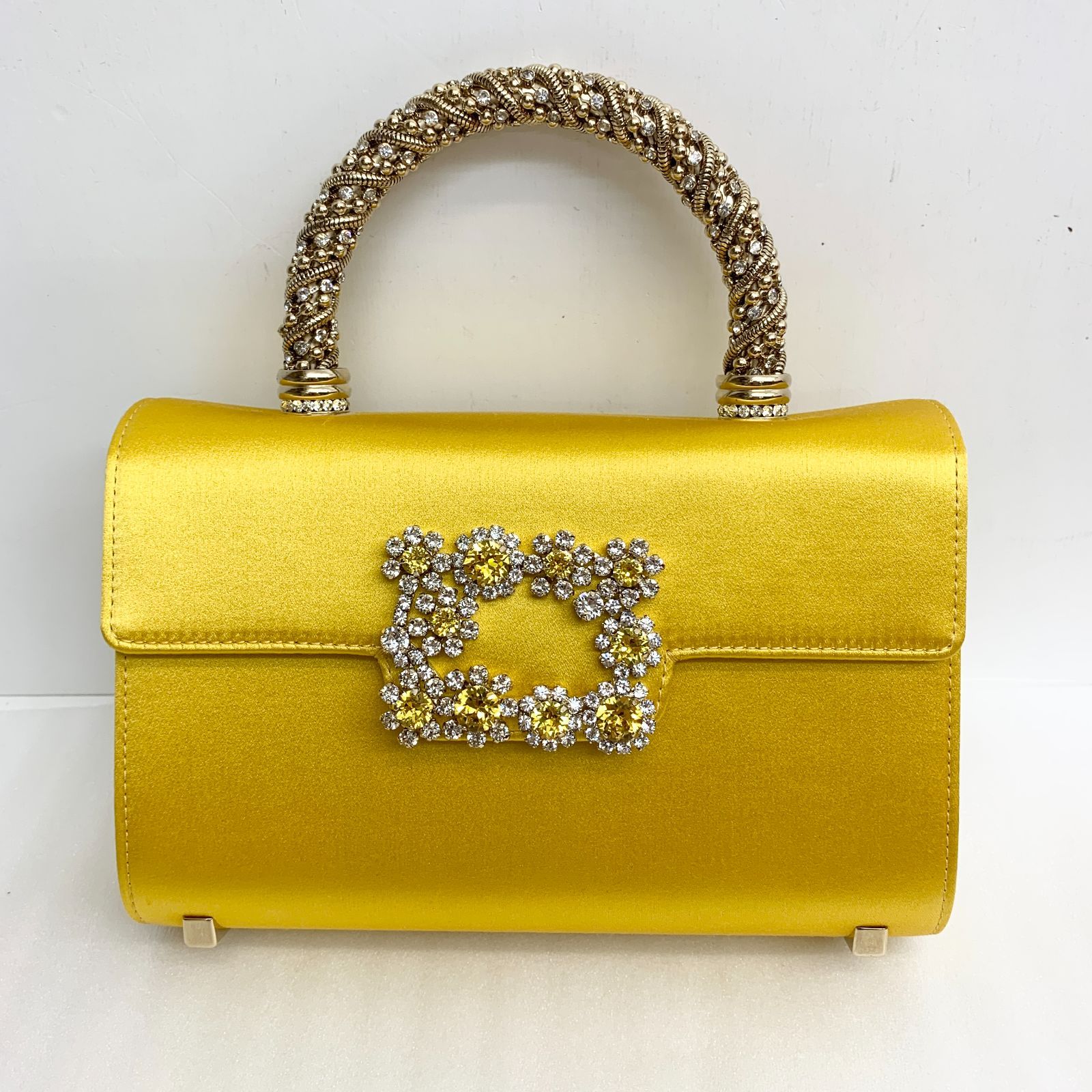 ROGER VIVIER RV ジェヴィヴィエ サテン ビジュー 2WAY ハンドバッグ チェーン ショルダーバッグ