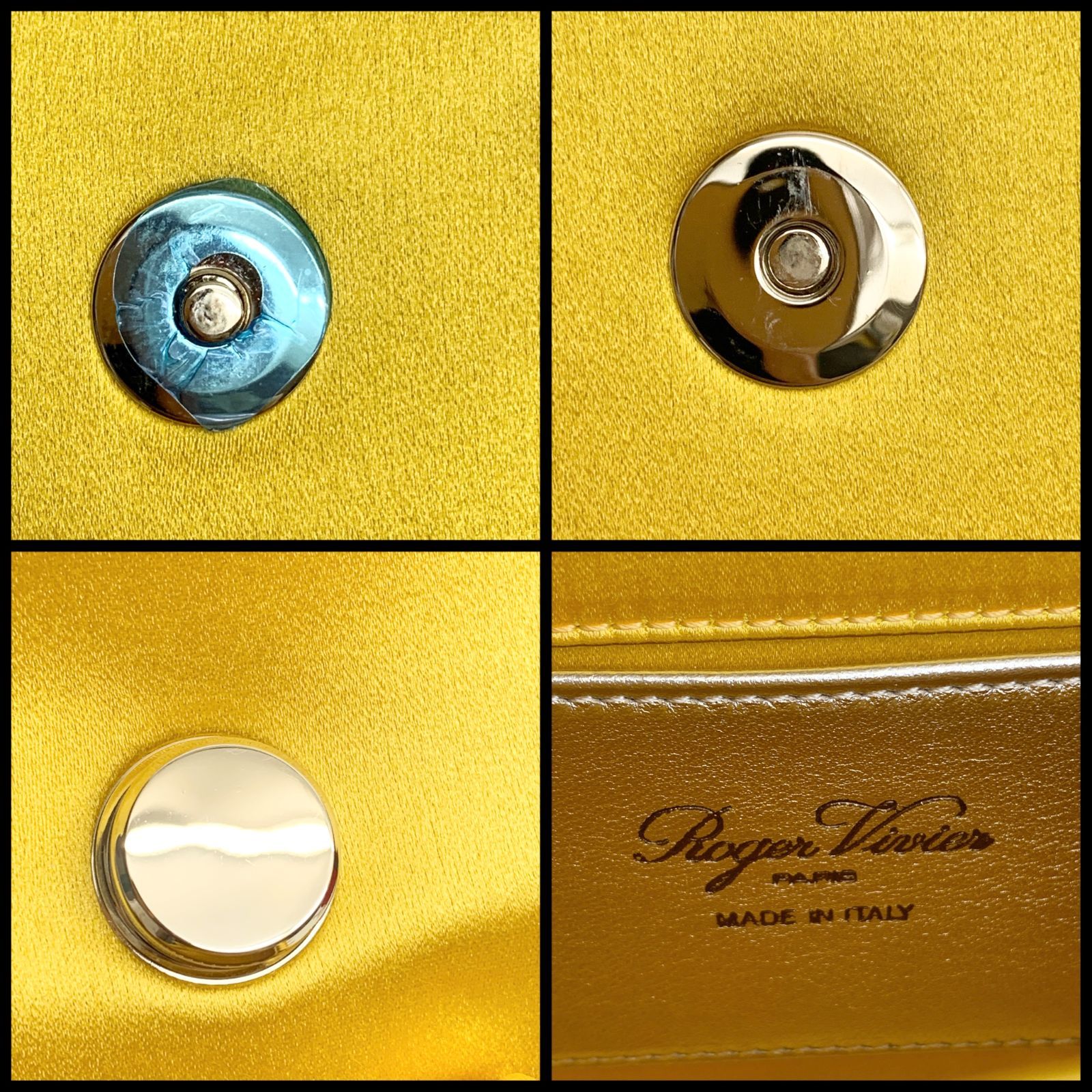 ROGER VIVIER RV ジェヴィヴィエ サテン ビジュー 2WAY ハンドバッグ チェーン ショルダーバッグ