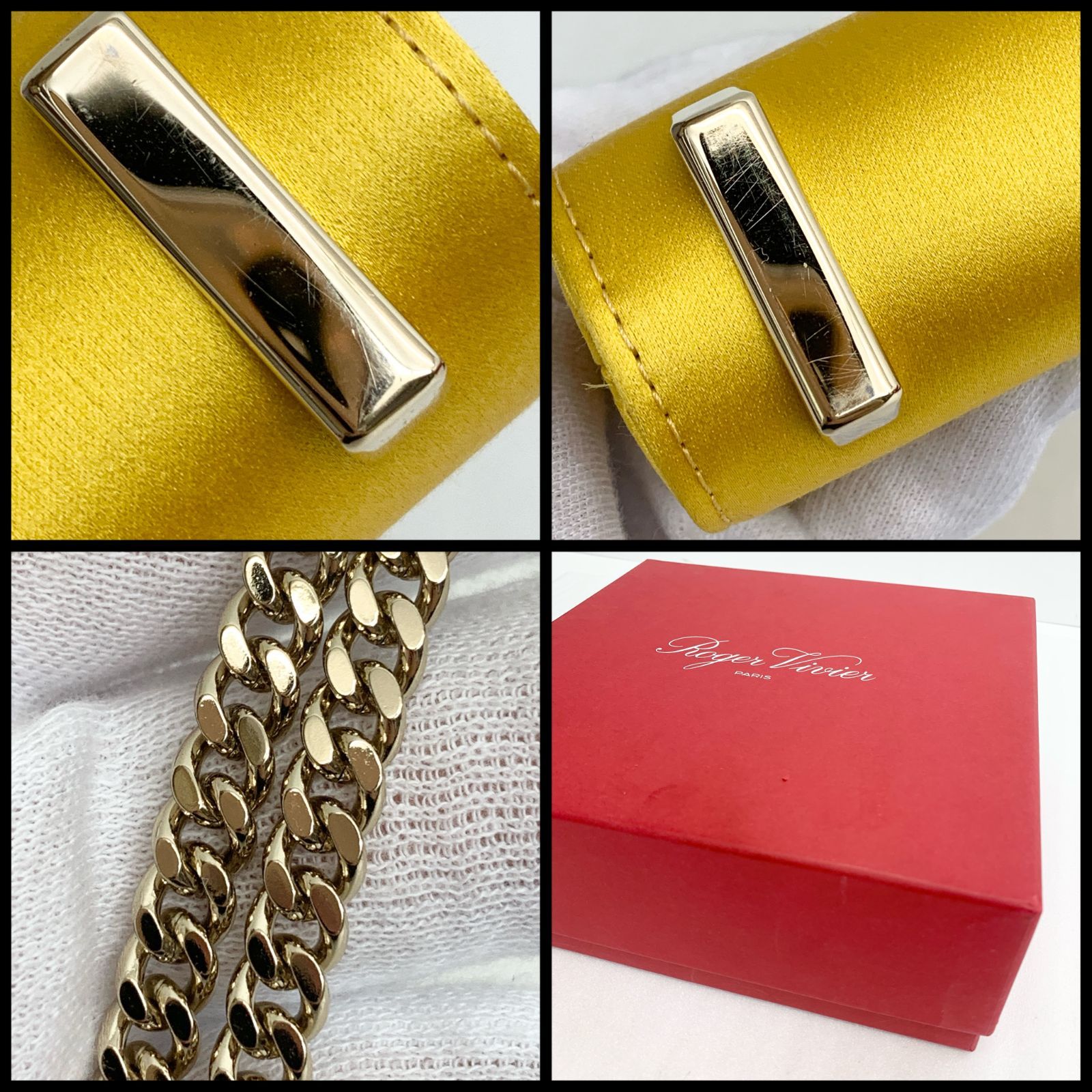 ROGER VIVIER RV ジェヴィヴィエ サテン ビジュー 2WAY ハンドバッグ チェーン ショルダーバッグ