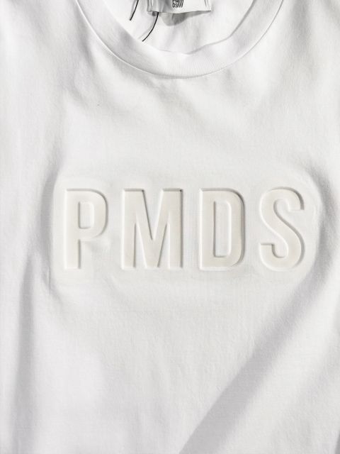 【定価29,700円(税込)】PREMIUM MOOD DENIM SUPERIOR -PMDS- ピーエムディーエス 太陽の下でエンボスロゴがカラーチェンジ！ブランドロゴ クルーネックTシャツ ティシャツ 半袖 GLOW 紫外線 フォトクロミック ホワイト