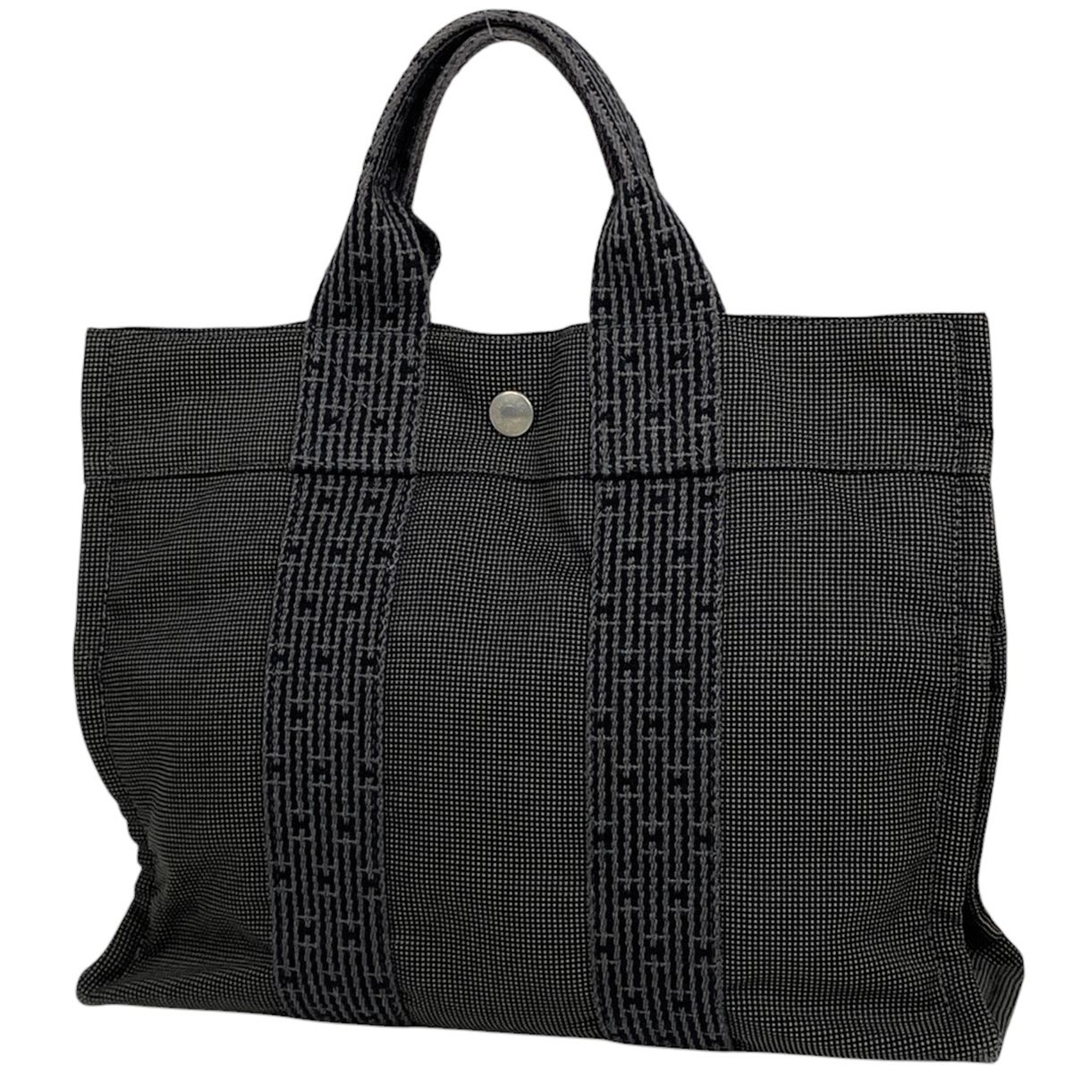 エルメス HERMES エールライン トート PM ハンドバッグ トートバッグ ナイロンキャンバス グレー レディース 【中古】