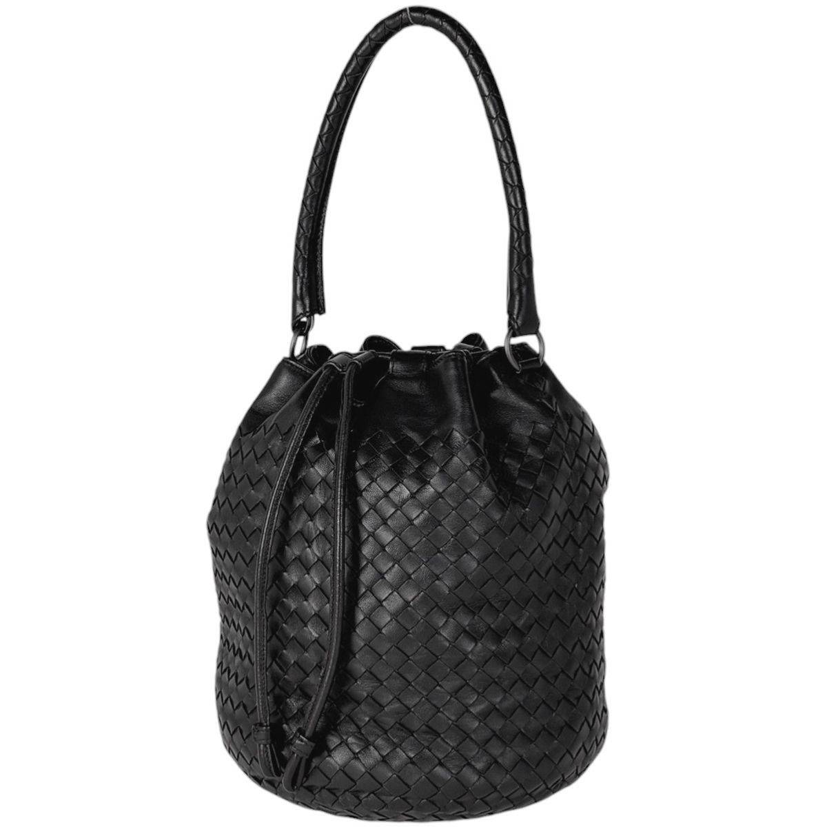 ボッテガヴェネタ BOTTEGAVENETA イントレチャート ショルダーバッグ 巾着型 ハンドバッグ ショルダーバッグ レザー ブラック レディース 【中古】