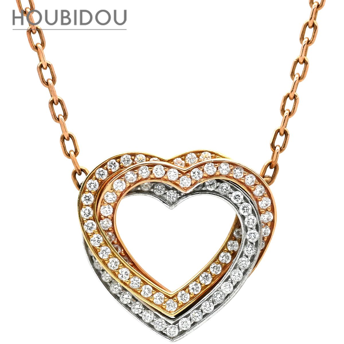 カルティエ Cartier ネックレス トリニティ ハート ダイヤモンド イエローゴールド×ピンクゴールド×ホワイトゴールド 750 18K 3カラー 3ゴールド フルダイヤ 【中古】