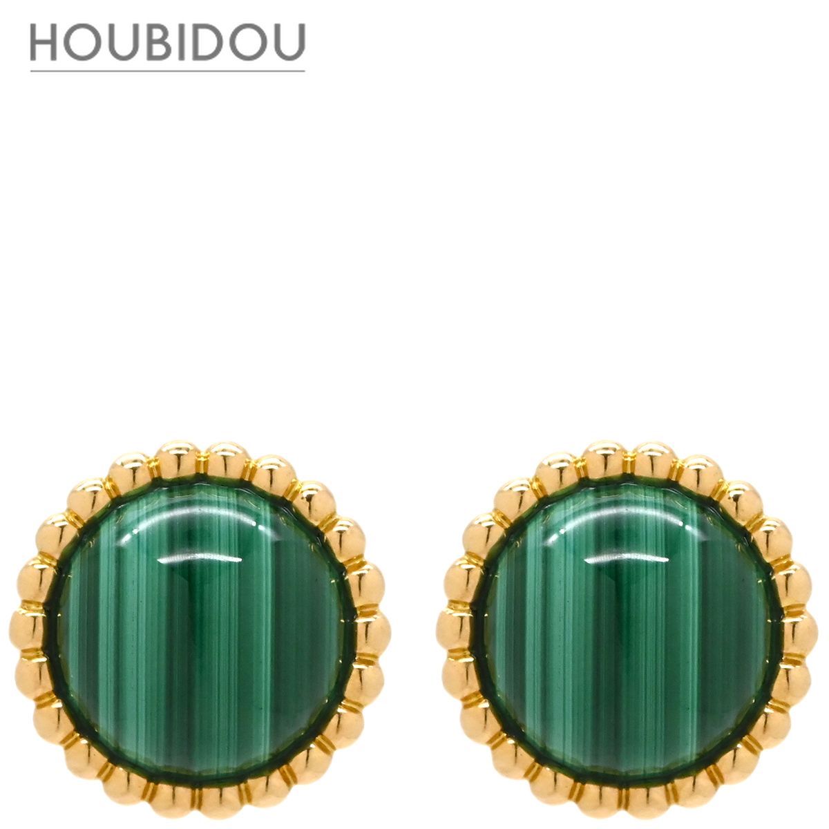 ヴァンクリーフアーペル Van Cleef & Arpels ピアス ペルレ クルール グリーン×イエローゴールド K18 18K YG マラカイト 孔雀石 VCARP4DS00【中古】