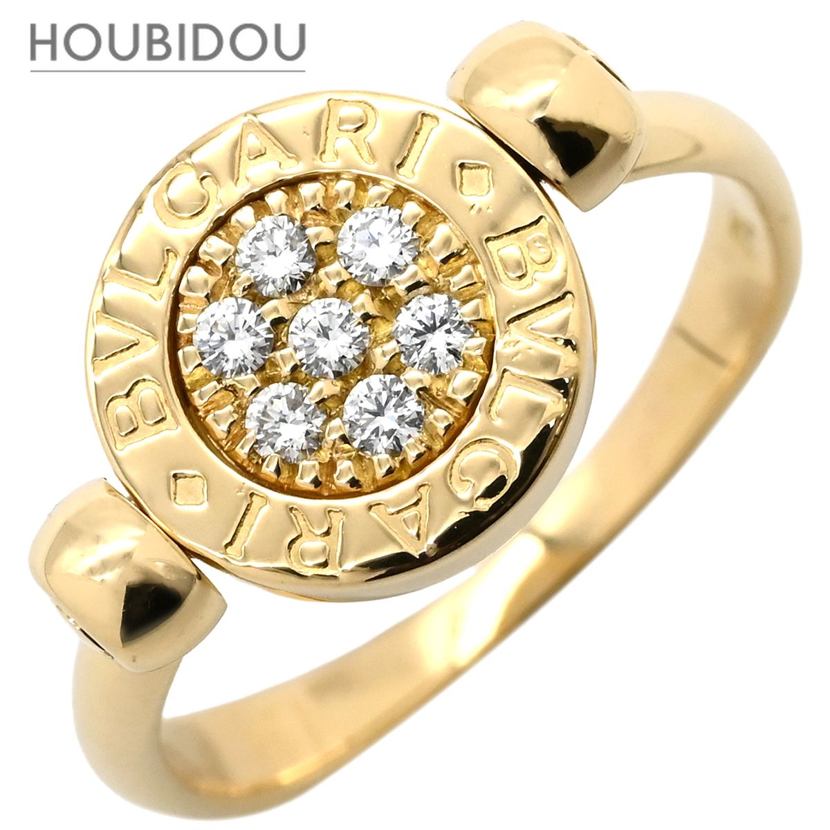 ブルガリ BVLGARI リング 指輪 ブルガリブルガリ フリップ イエローゴールド×ホワイトゴールド Au750 18K パヴェダイヤ 8号 AN850723【中古】