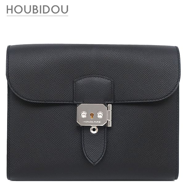 エルメス HERMES ショルダーバッグ サックアデペッシュ 21 ヴォーエプソン ブラック シルバー金具 黒 K 【箱】【中古】