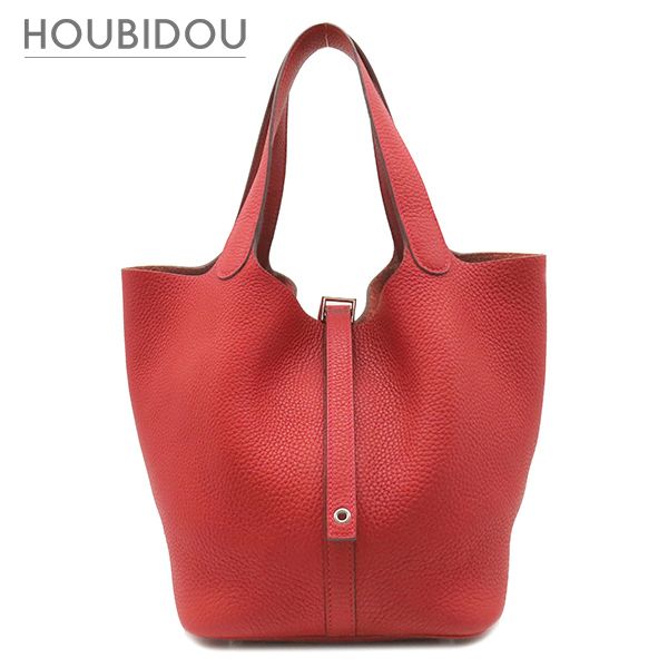 エルメス HERMES ハンドバッグ ピコタンロックMM トリヨンクレマンス ルージュカザック シルバー金具 赤 鍵1本欠品 X【中古】