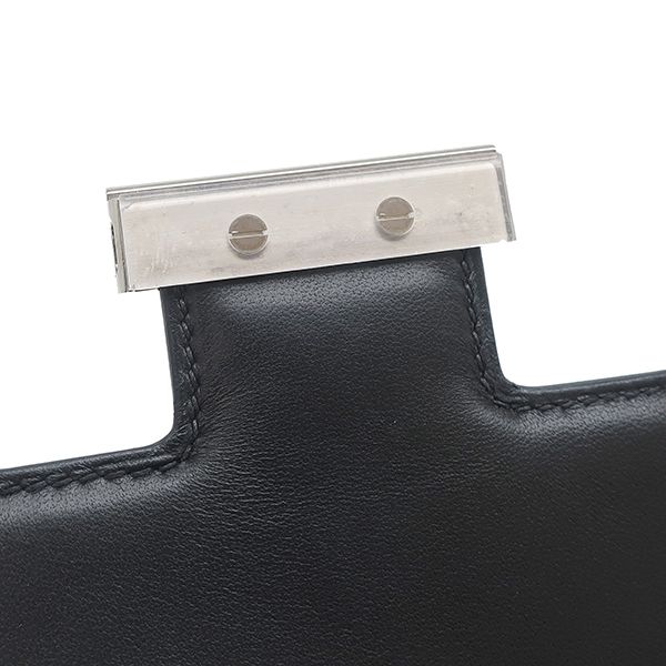 エルメス HERMES ショルダーバッグ コンスタンス 23 ミロワール ボックスカーフ リザード ブラック シルバー金具 黒 リザード H金具 U 【保存袋】【中古】