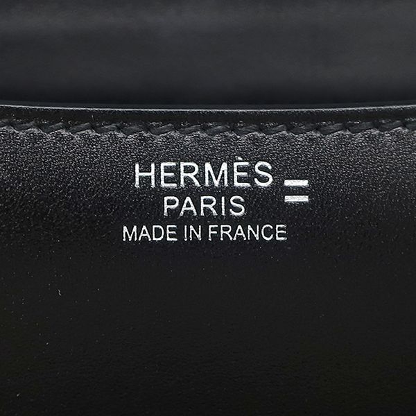 エルメス HERMES ショルダーバッグ コンスタンス 23 ミロワール ボックスカーフ リザード ブラック シルバー金具 黒 リザード H金具 U 【保存袋】【中古】