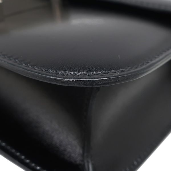 エルメス HERMES ショルダーバッグ コンスタンス 23 ミロワール ボックスカーフ リザード ブラック シルバー金具 黒 リザード H金具 U 【保存袋】【中古】