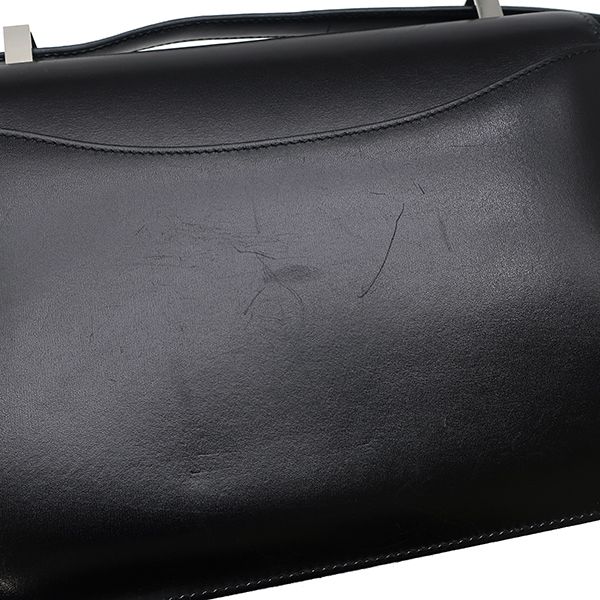 エルメス HERMES ショルダーバッグ コンスタンス 23 ミロワール ボックスカーフ リザード ブラック シルバー金具 黒 リザード H金具 U 【保存袋】【中古】
