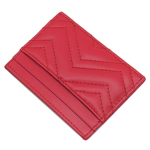グッチ GUCCI カードケース GGマーモント レザー レッド ゴールド金具