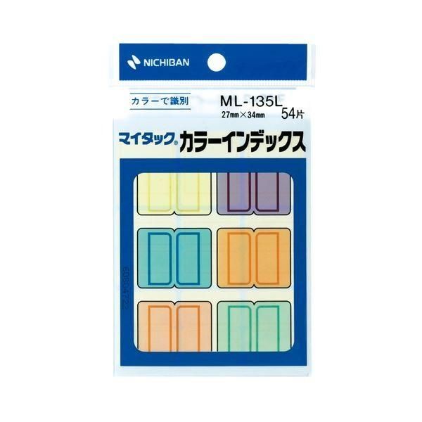(まとめ) ニチバン マイタック カラーインデックス大 27×34mm 6色 ML-135L 1パック（54片：各色9片） 〔×100セット〕