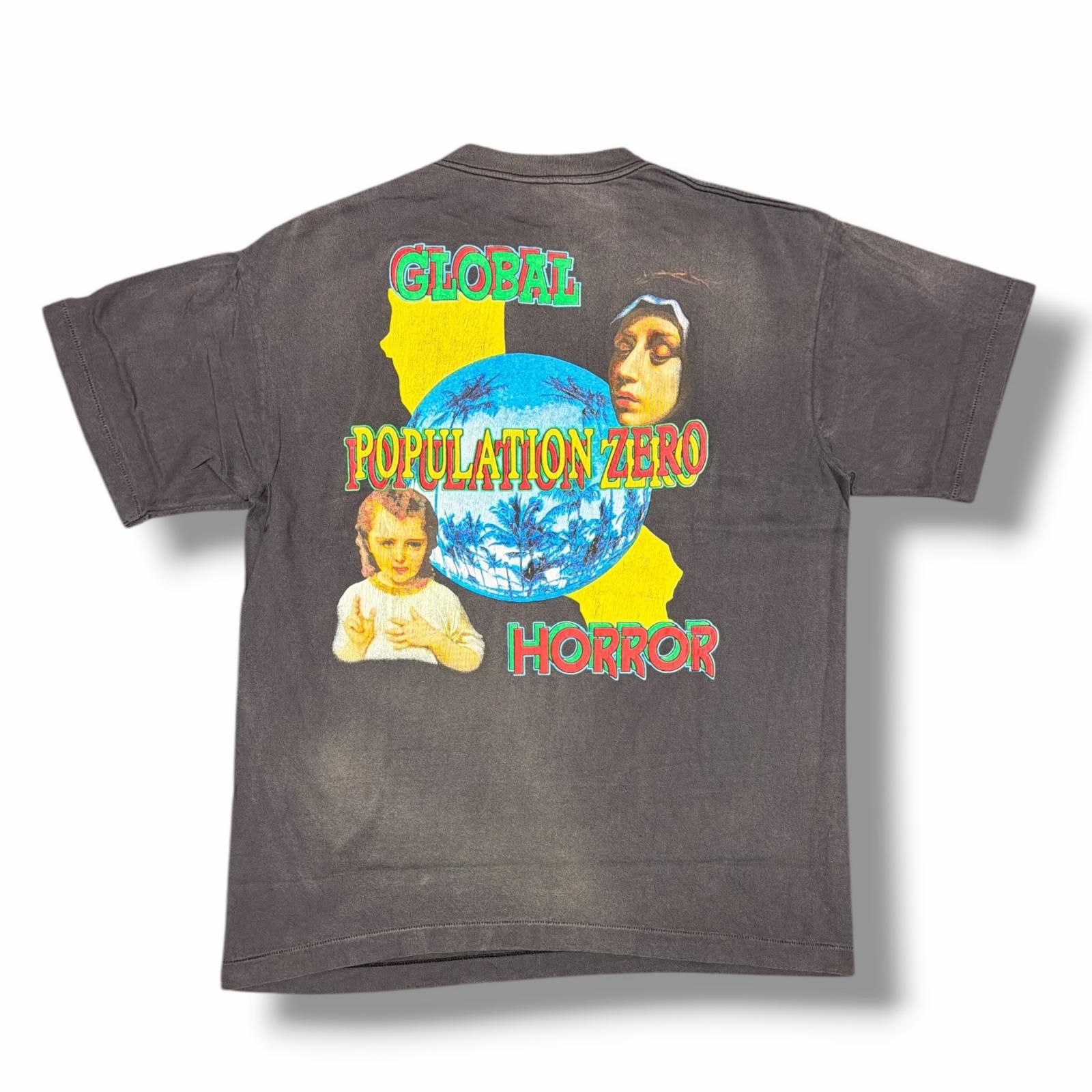 参考上代33000円 SAINT MICHAEL SS TEE / ON EARTH オンノースTシャツ 半袖カットソー セントマイケル SM-YS8-0000-002 ブラック系 M （15219M）