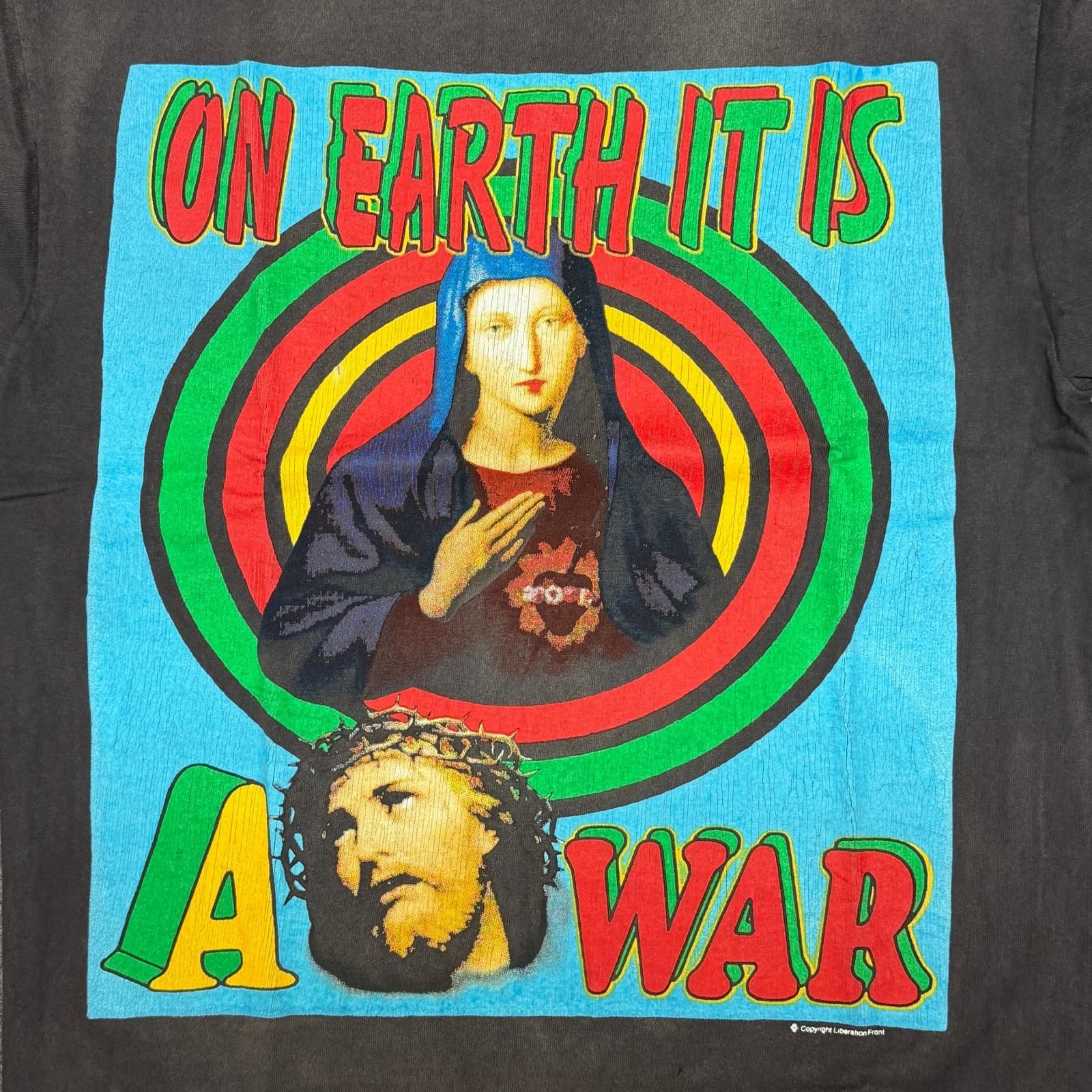 参考上代33000円 SAINT MICHAEL SS TEE / ON EARTH オンノースTシャツ 半袖カットソー セントマイケル SM-YS8-0000-002 ブラック系 M （15219M）
