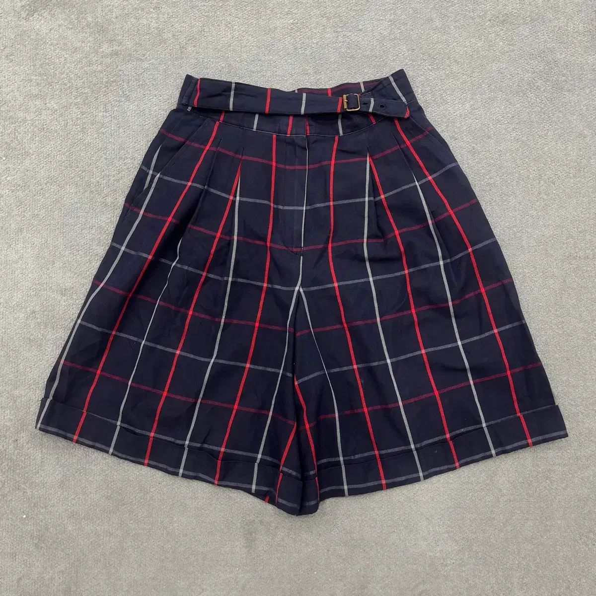 44-55 バーバリー レディース ベルト付き CHECK ワイド ハーフパンツ
