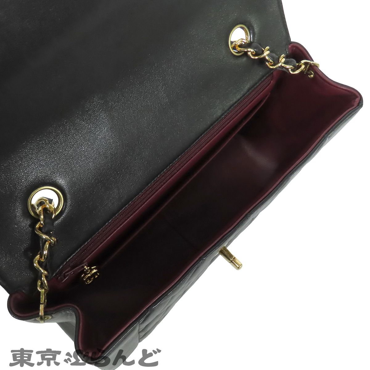 シャネル CHANEL ダイアナ チェーンバッグ ブラック 黒 ゴールド金具 ラムスキン マトラッセ 25cm 4番台 ショルダーバッグ レディース 101867813