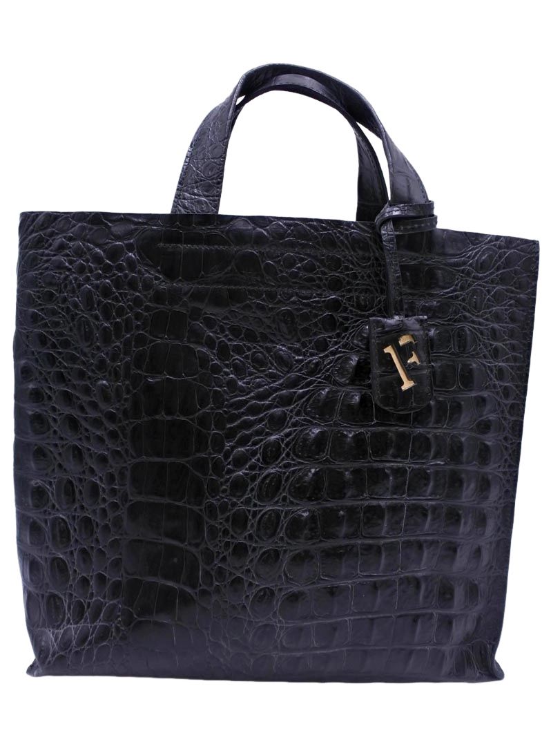 FURLA フルラ クロコ 型押しレザー トート バッグ 黒 ■■ レディース