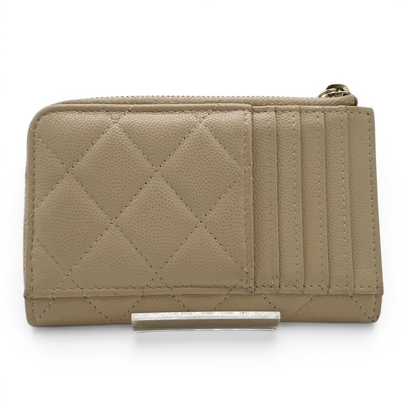 【超極美品】シャネル CHANEL キャビアスキン ベージュ コインカードケース レディース ランダムシリアル