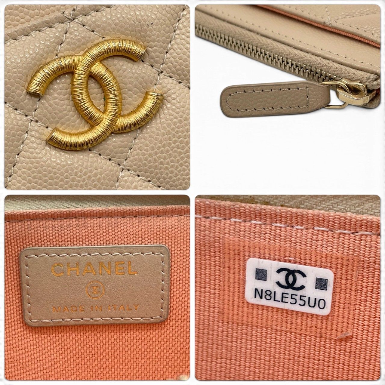 【超極美品】シャネル CHANEL キャビアスキン ベージュ コインカードケース レディース ランダムシリアル