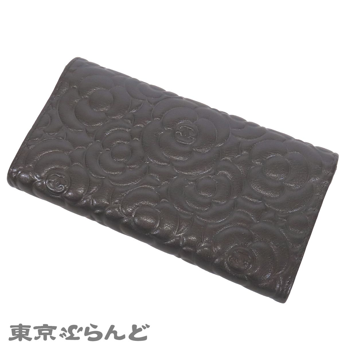 シャネル CHANEL フラップウォレット グレー シルバー金具 レザー 