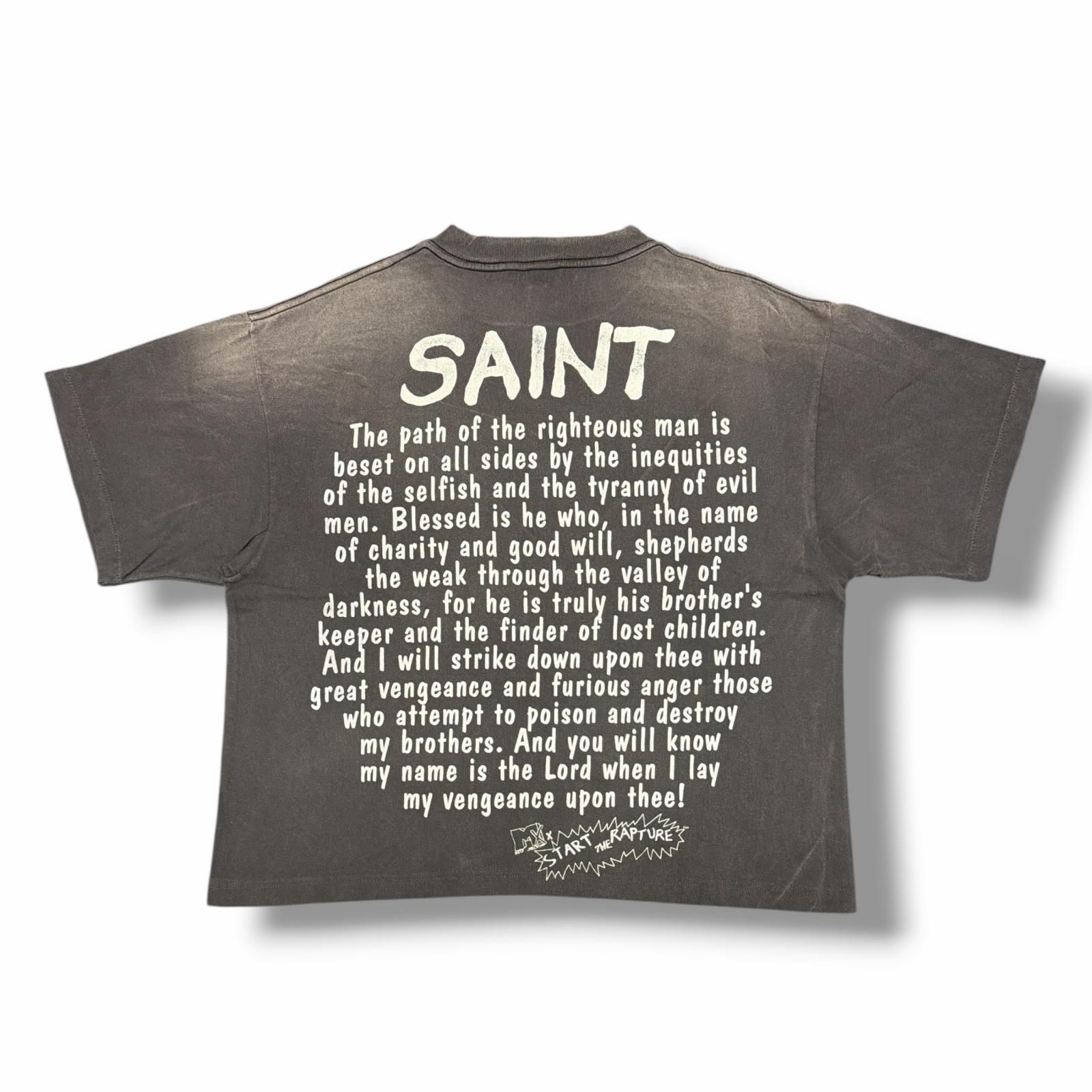 参考上代46200円 SAINT MICHAEL 25SS RAPTURE TEE ラプチャーTシャツ 半袖カットソー セントマイケル SM-HR8-0000-015 ブラック系 M （15218M）