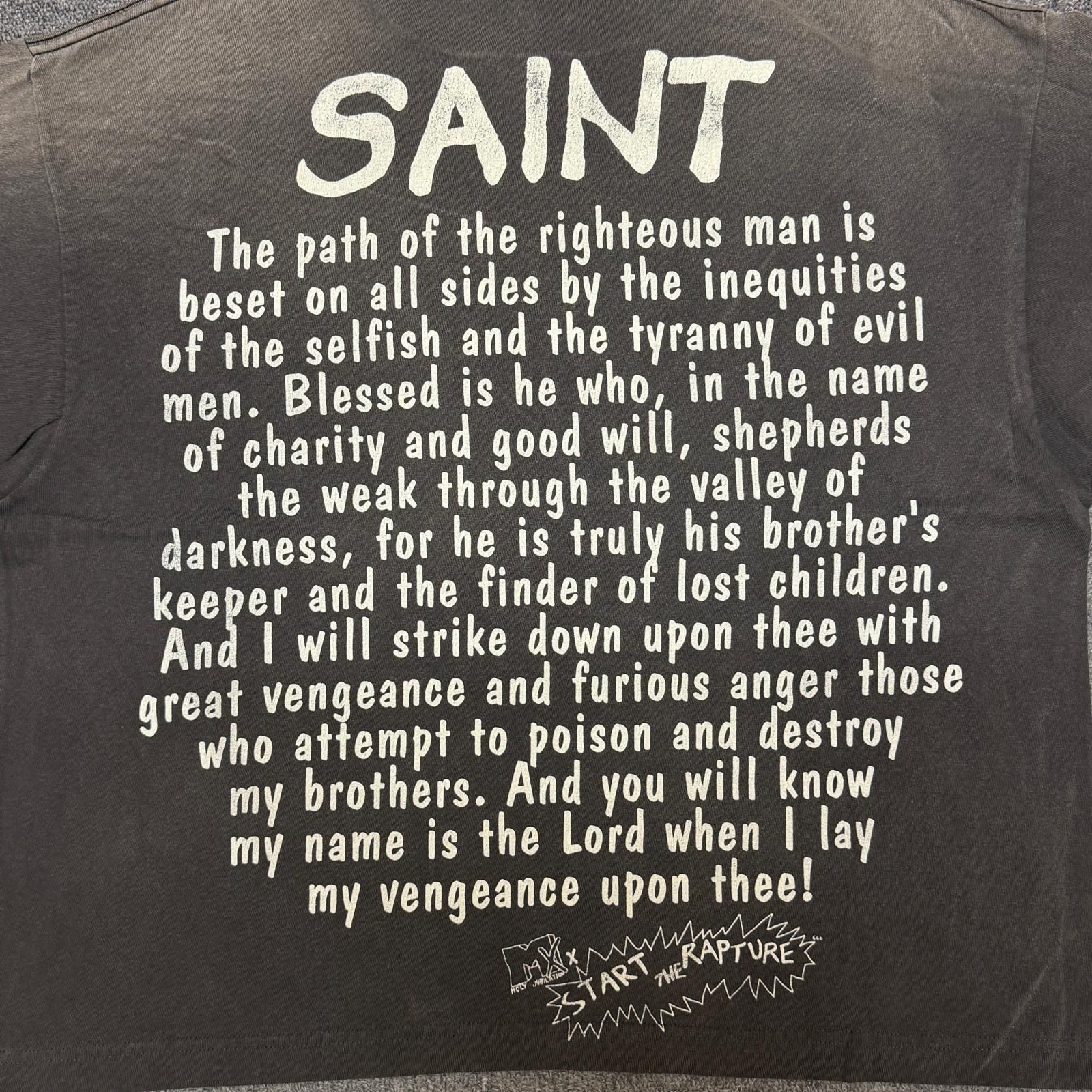参考上代46200円 SAINT MICHAEL 25SS RAPTURE TEE ラプチャーTシャツ 半袖カットソー セントマイケル SM-HR8-0000-015 ブラック系 M （15218M）