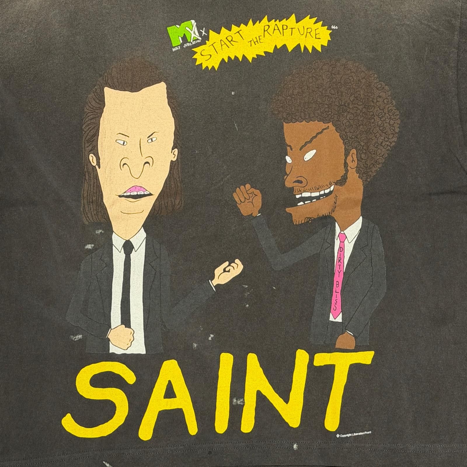 参考上代46200円 SAINT MICHAEL 25SS RAPTURE TEE ラプチャーTシャツ 半袖カットソー セントマイケル SM-HR8-0000-015 ブラック系 M （15218M）