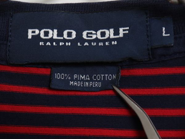 90s ポロゴルフ ラルフローレン ボーダー 半袖 ポロシャツ メンズ L 古着 オールド 半袖シャツ ペルー製 高級 100% ピマ コットン スムース 90s ポロゴルフ ラルフローレン ボーダー 半袖 ポロシャツ メンズ L 古着 オールド 半袖シャツ ペルー製 高級 100% ピマ コットン スムース