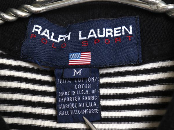 90s USA製 ポロスポーツ ラルフローレン ボーダー 半袖 ポロシャツ メンズ レディース M / ポロ 半袖シャツ スムース コットン ストレッチ