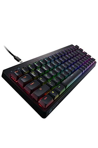 エレコム ゲーミングキーボード 有線 V-custom VK300S RGB テンキーレス 65%サイズ メカニカル ネオクラッチキーキャップ 銀軸 スピードリニア USBポート搭載 TK-VK300SBK shu 9b00f4f2