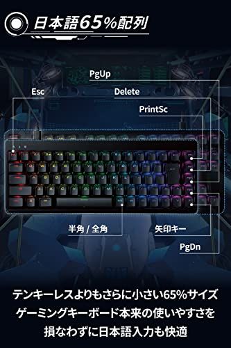 エレコム ゲーミングキーボード 有線 V-custom VK300S RGB テンキーレス 65%サイズ メカニカル ネオクラッチキーキャップ 銀軸 スピードリニア USBポート搭載 TK-VK300SBK shu 9b00f4f2