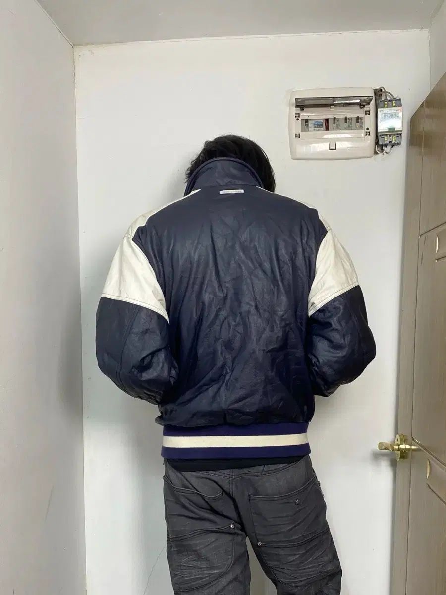 90s デサント レザースタジャン ハイネック ジャケット アウター L