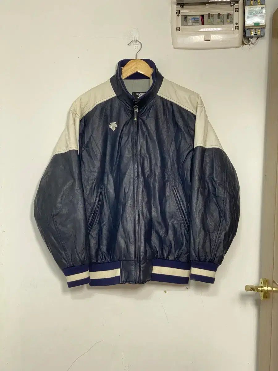 90s デサント レザースタジャン ハイネック ジャケット アウター L