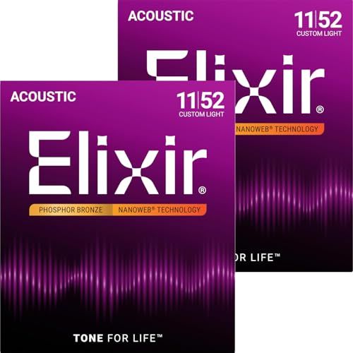 Elixir エリクサー アコースティックギター弦 NANOWEB フォスファーブロンズ Custom Light .011-.052#16027 2個セット 【国内正規品】ma