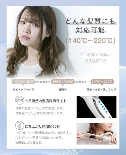 BAYATA コテ 32MM ヘアアイロン カールアイロン シルクプロコテ【瞬間水分蒸発しない・140℃~220℃・マイナスイオン・海外対応】5段階温度調節 全髪質対応 急速立ち上がり 1時間自動オフ 100V-240V海外対応ma BAYATA コテ 32MM ヘアアイロン カールアイロン シルクプロコテ【瞬間水分蒸発しない・140℃~220℃・マイナスイオン・海外対応】5段階温度調節 全髪質対応 急速立ち上がり 1時間自動オフ 100V-240V海外対応ma
