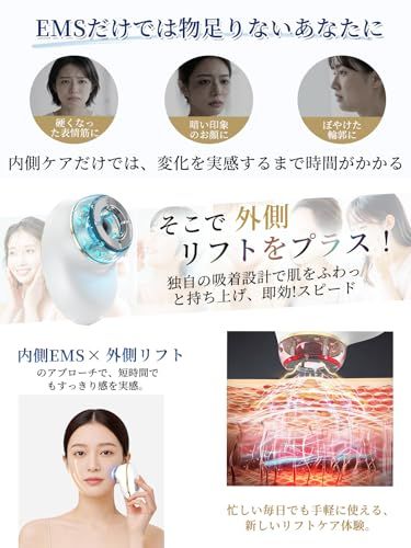 美顔器 EMS 真空負圧吸引 外側と内側攻めリフトケア 7色光エステ 美フェイスライン 小顔 リフトケア ems 3段階調節 クリア ハリ 弾力 トータルケア 男女兼用 誕生日 母の日 プレゼント おしゃれ (ホワイト)ma