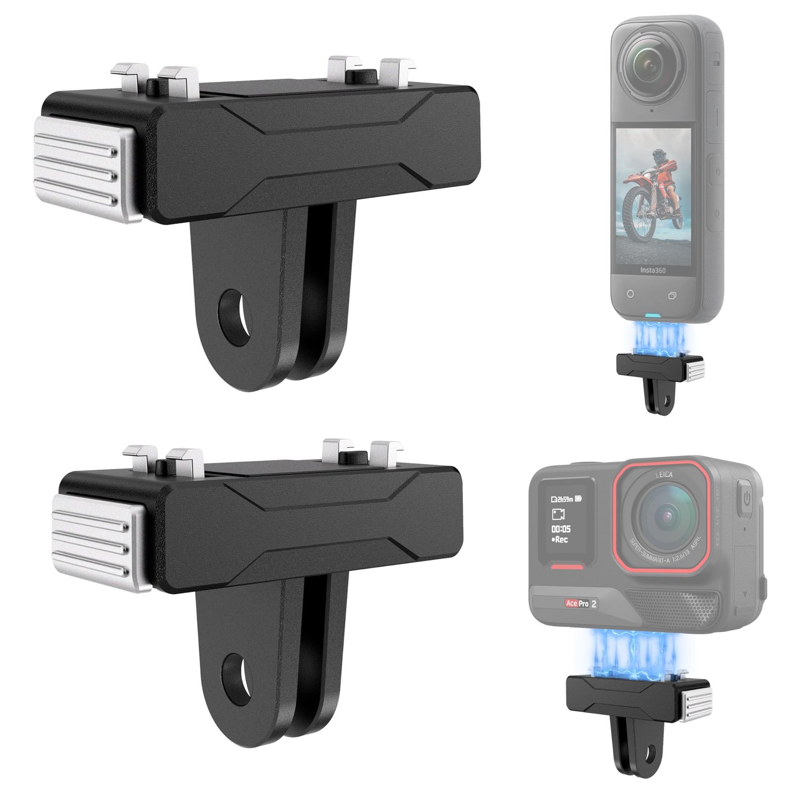 新品 FiTSTILL マグネット式クイックリリースアダプターマウント 2個パック Insta 360 X5/Insta 360 Ace Pro 2用 メタルクイックリリースマウント X5アクセサリー