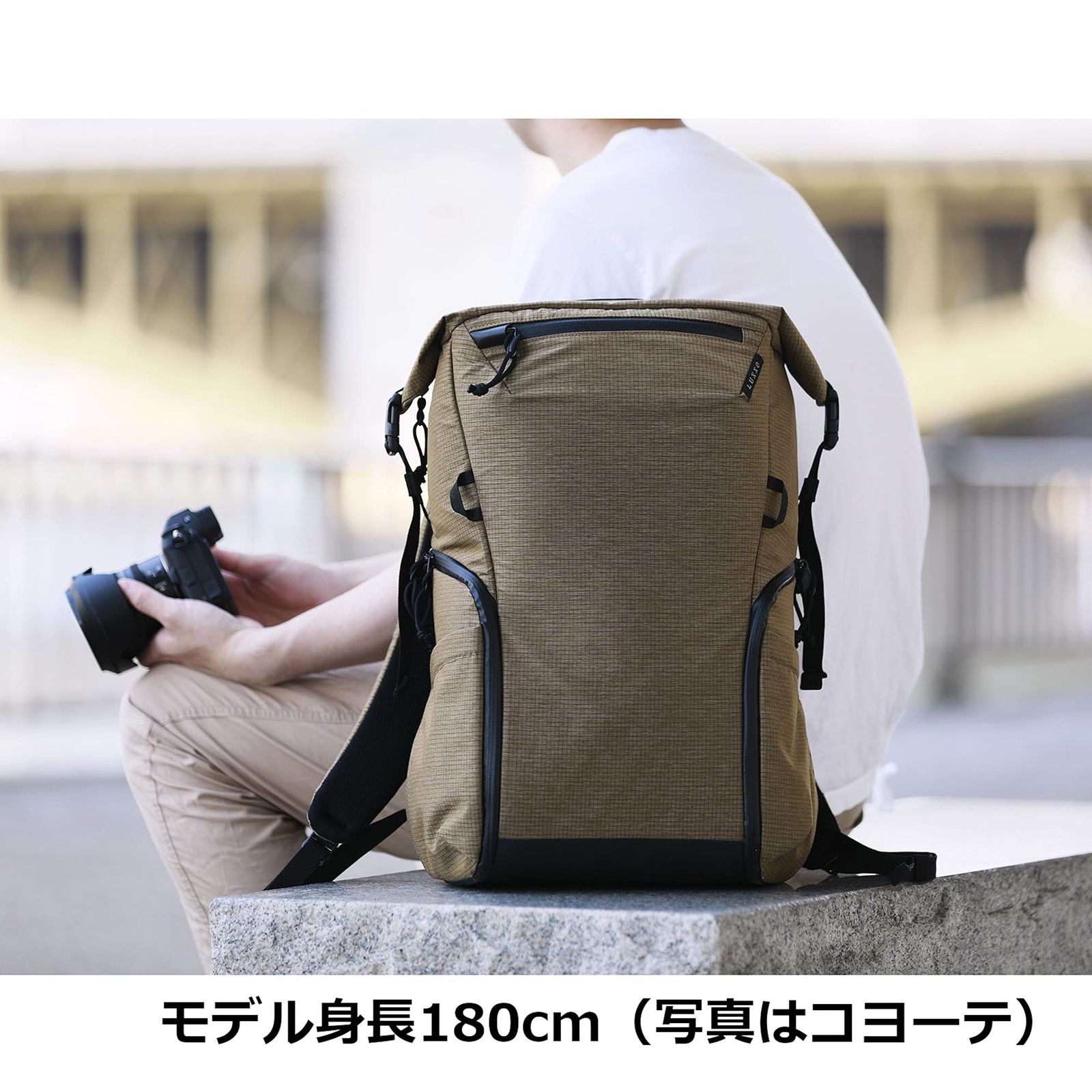 新品 ハクバ HAKUBA カメラバッグ LUXXe(ラグゼ) GRID ロールトップバックパック Mサイズ コヨーテ SPECTRAファイバー×CORDURAファブリック YKKファスナー採用 撥水 AMZSLX-GRBPMCY