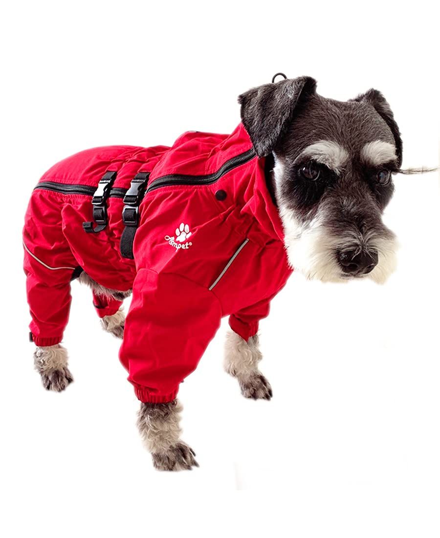 ASMPET 犬服中型犬 秋冬服 防風 防寒 犬 レインコート 防水 防雪 防塵 ペット用品 雨具 着脱簡単 梅雨対策 快適 犬用ジャケット 通気 軽量 暖かい スパンデックス レッド L (胴回り: 53-68cm)t 5,962円