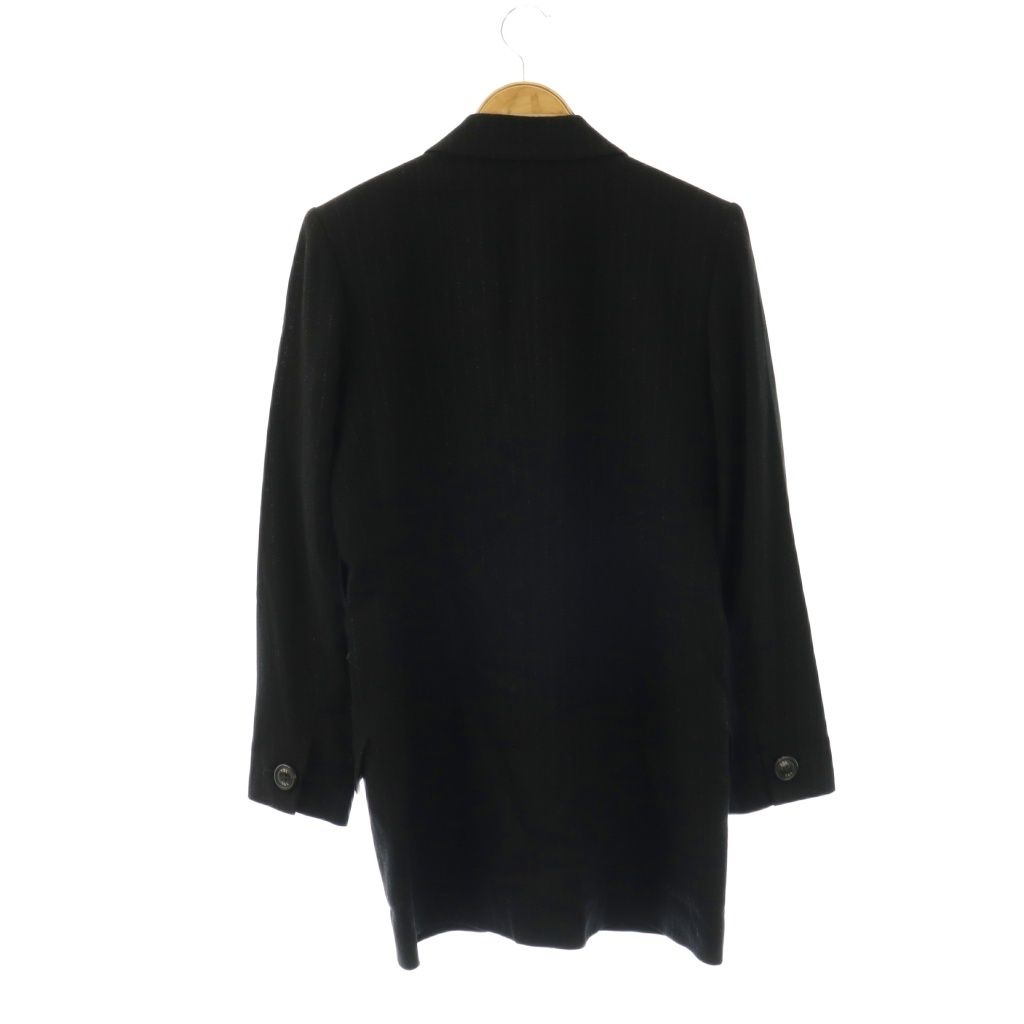 イヴサンローラン YVES SAINT LAURENT テーラードジャケット シングル ラメ ストライプ ロング 36 ブラック /HK ■GY4
