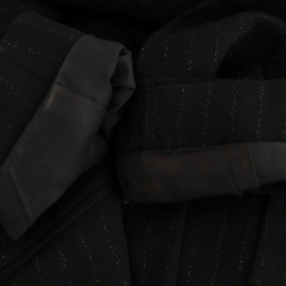 イヴサンローラン YVES SAINT LAURENT テーラードジャケット シングル ラメ ストライプ ロング 36 ブラック /HK ■GY4