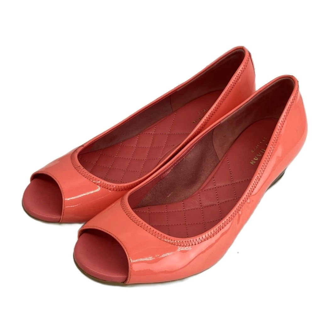 コールハーン COLE HAAN パンプス エナメル オープントゥ ウェッジソール 7 24㎝ ピンク /XZ ■GY18