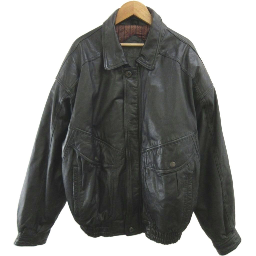 セイントニコラス SAINT NICOLES レザージャケット ブルゾン 上着 L 黒 ブラック 牛革 レギュラーカラー 長袖 /GR ■GY99